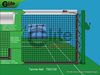 TN3130-Tennis Net,3.0mm Braided Netting,Leather headband,Single