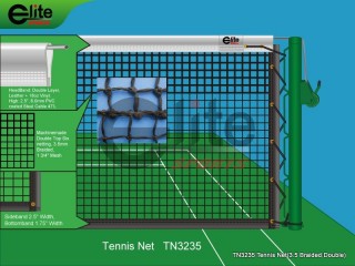 TN3235-Tennis Net,3.5mm Braided Netting,Leather handband,Double